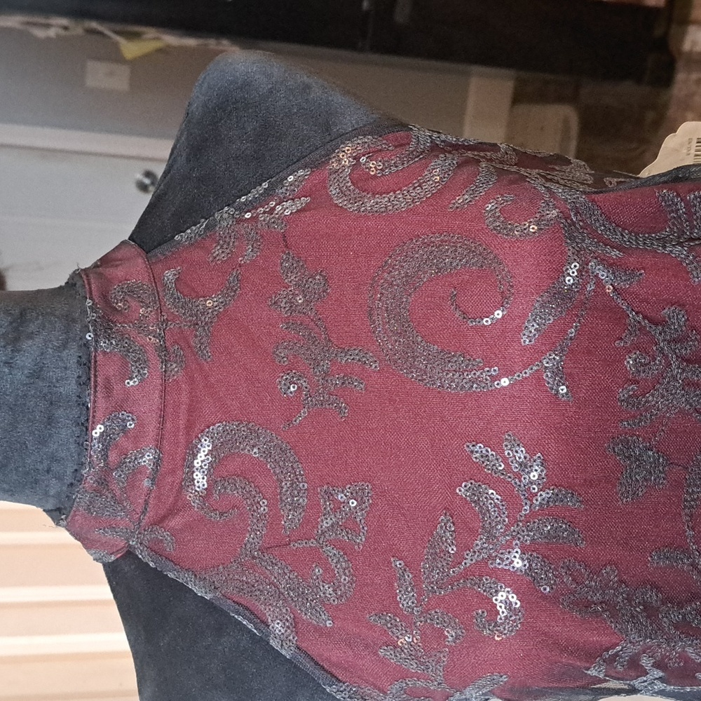 NWT Altar'd State Burgundy and Black Mini Dress - Picture 4 of 4